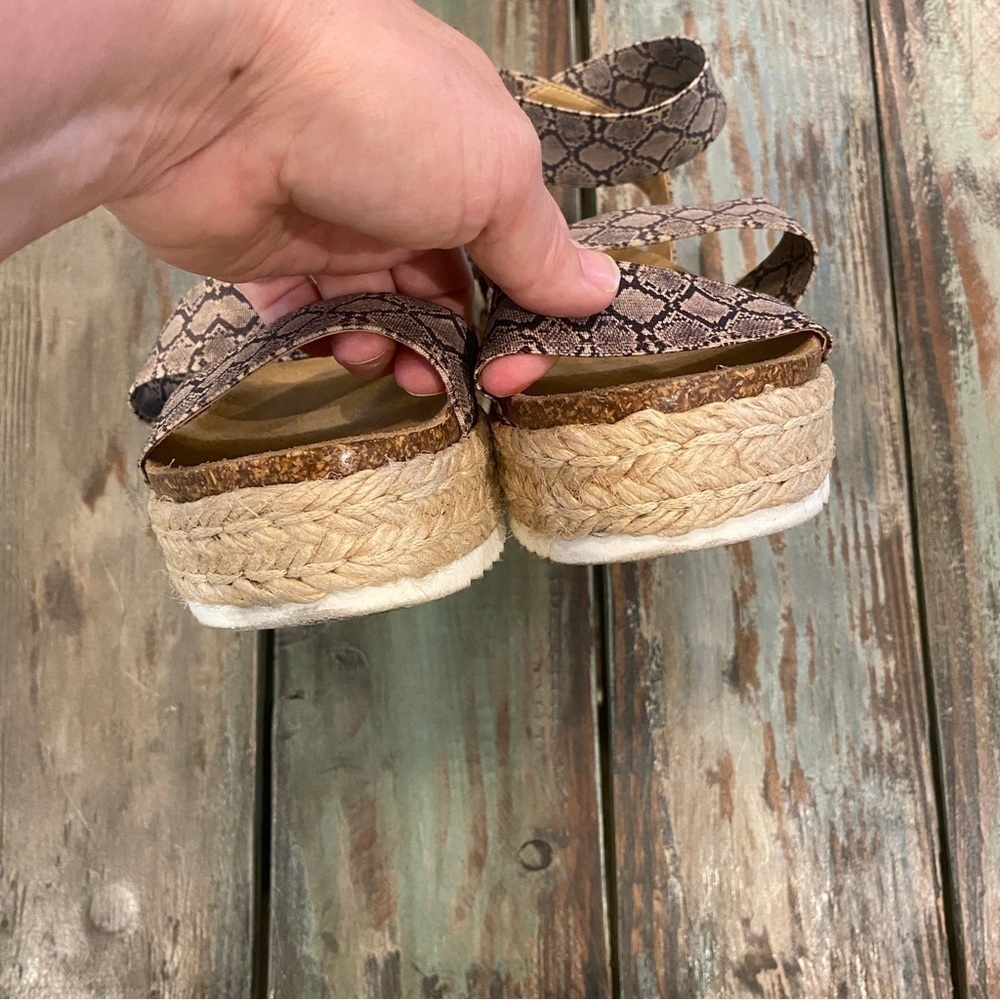 Steve Madden Kimmie Platform Cork Sandals Espadrilles Elastic Snakeskin Print 7 - Picture 5 of 11